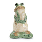 Set of Two Green Ceramic Frog Outdoor Statue