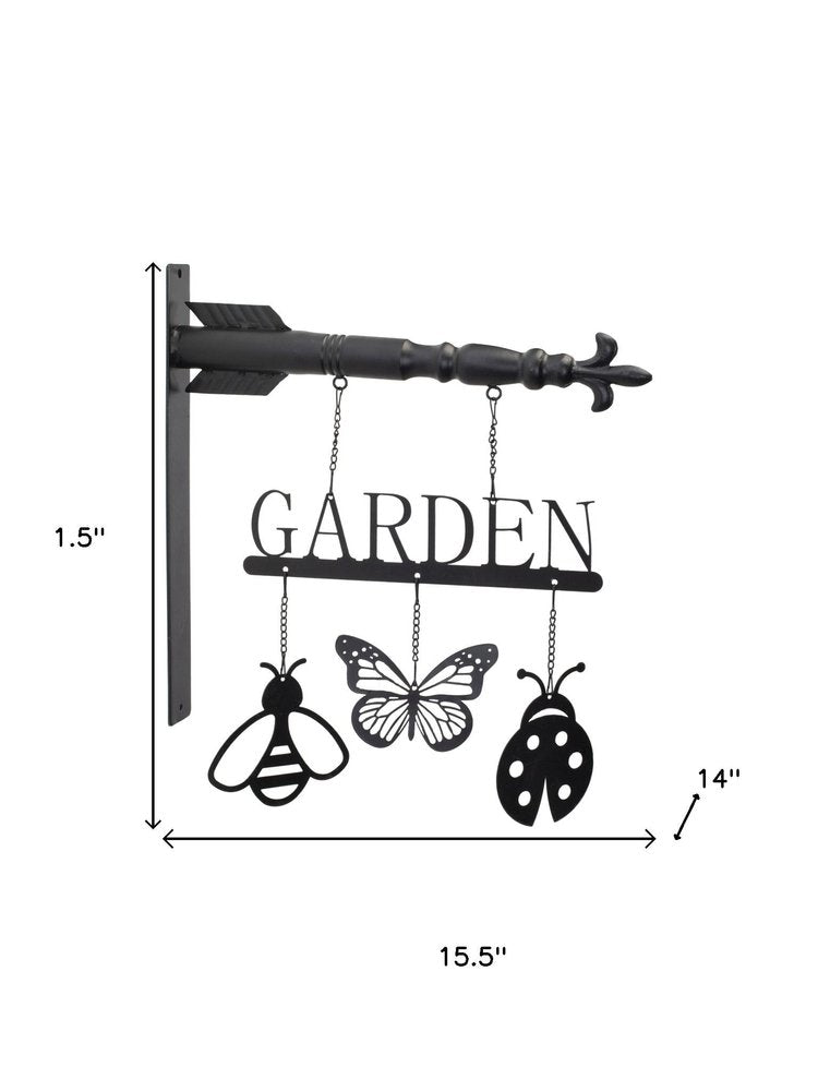 2" Black Metal Garden Sign
