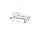 Set of Two White Aluminum Four Position Adjustable Outdoor Chaise Lounges with White Cushion