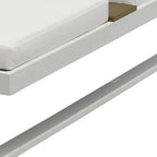 Set of Two White Aluminum Four Position Adjustable Outdoor Chaise Lounges with White Cushion