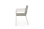 Set of Four Light Brown And Silver Woven Steel Outdoor Arm Chairs