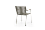 Set of Four Light Brown And Silver Woven Steel Outdoor Arm Chairs