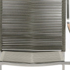 Set of Four Light Brown And Silver Woven Steel Outdoor Arm Chairs