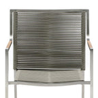 Set of Four Light Brown And Silver Woven Steel Outdoor Arm Chairs