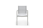 Set of Four Light Gray Steel Sling Outdoor Arm Chairs