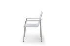 Set of Four Light Gray Steel Sling Outdoor Arm Chairs