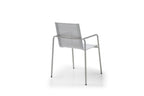 Set of Four Light Gray Steel Sling Outdoor Arm Chairs