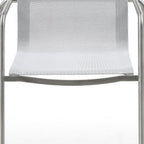 Set of Four Light Gray Steel Sling Outdoor Arm Chairs