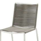 Set of Four Light Brown And Silver Woven Steel Outdoor Dining Chairs