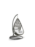 40" Dark Gray Aluminum Outdoor Rocking Egg Chair with White Cushion