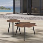 28" Brown and Dark Gray Wood and Aluminum Specialty Outdoor Side Table