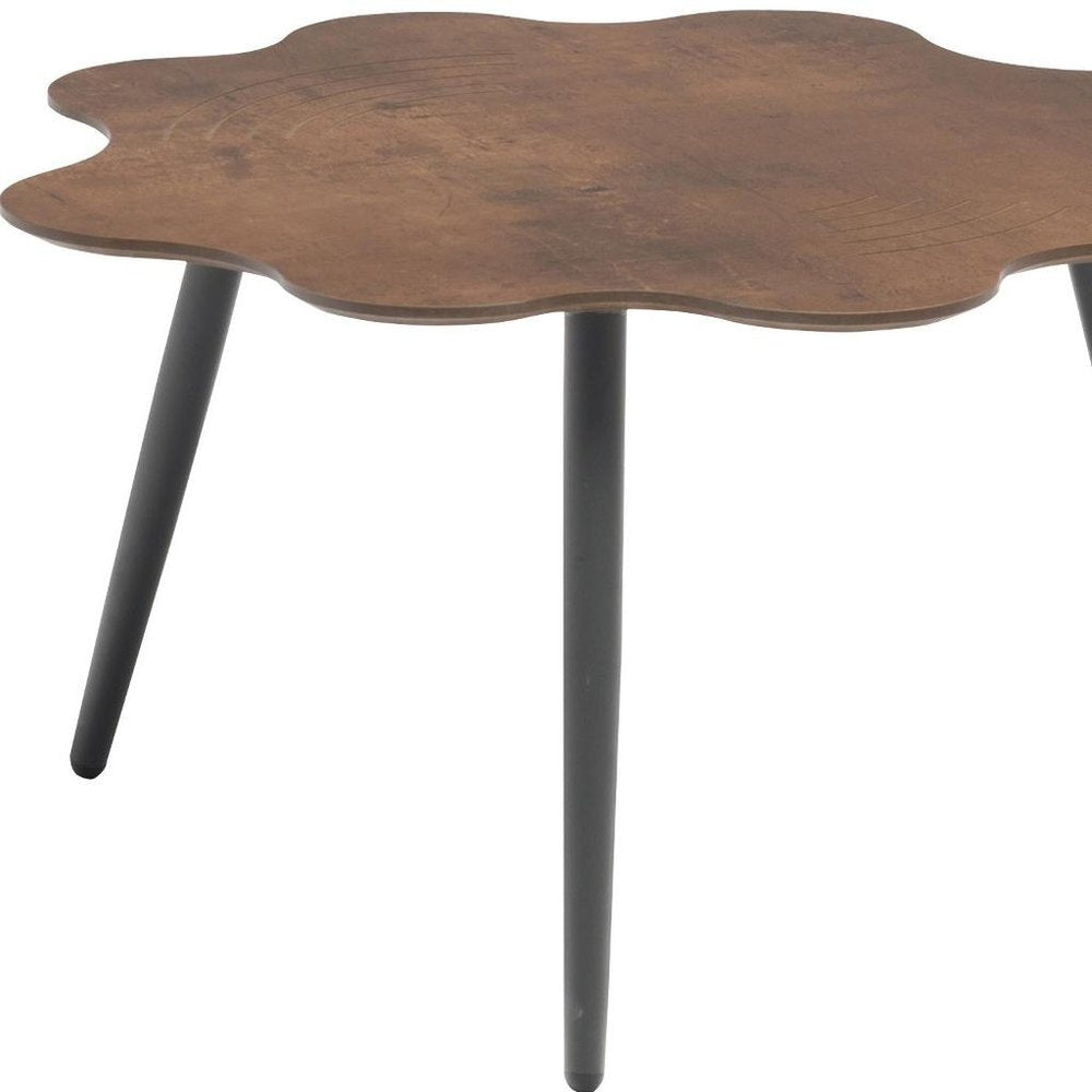 28" Brown and Dark Gray Wood and Aluminum Specialty Outdoor Side Table