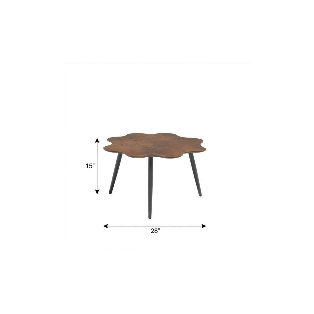 28" Brown and Dark Gray Wood and Aluminum Specialty Outdoor Side Table