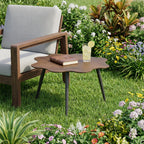28" Brown and Dark Gray Wood and Aluminum Specialty Outdoor Side Table