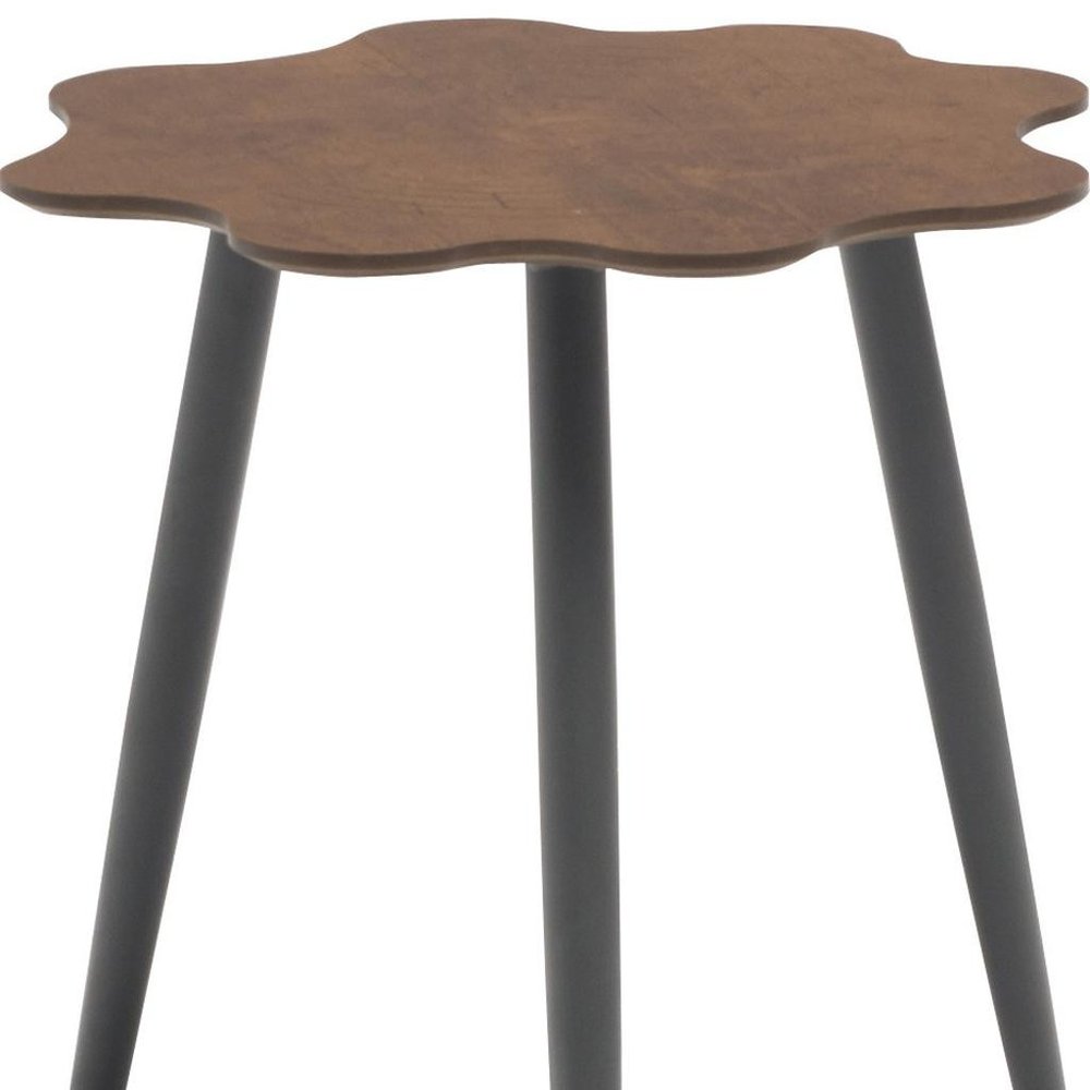 18" Brown and Dark Gray Wood and Aluminum Specialty Outdoor Side Table