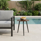 18" Brown and Dark Gray Wood and Aluminum Specialty Outdoor Side Table