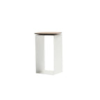 12" White And Brown Aluminum And Heavy Duty Resin Outdoor Side Table