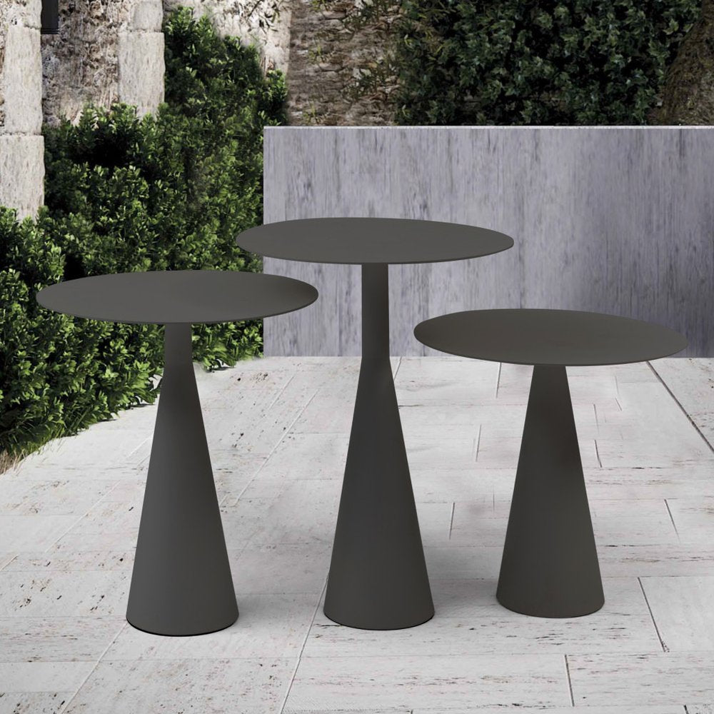 20" Dark Gray Aluminum Round Outdoor Side Table