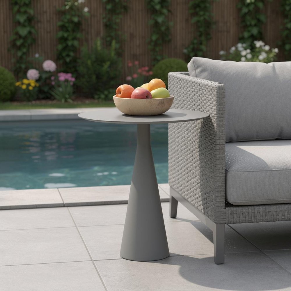 20" Dark Gray Aluminum Round Outdoor Side Table