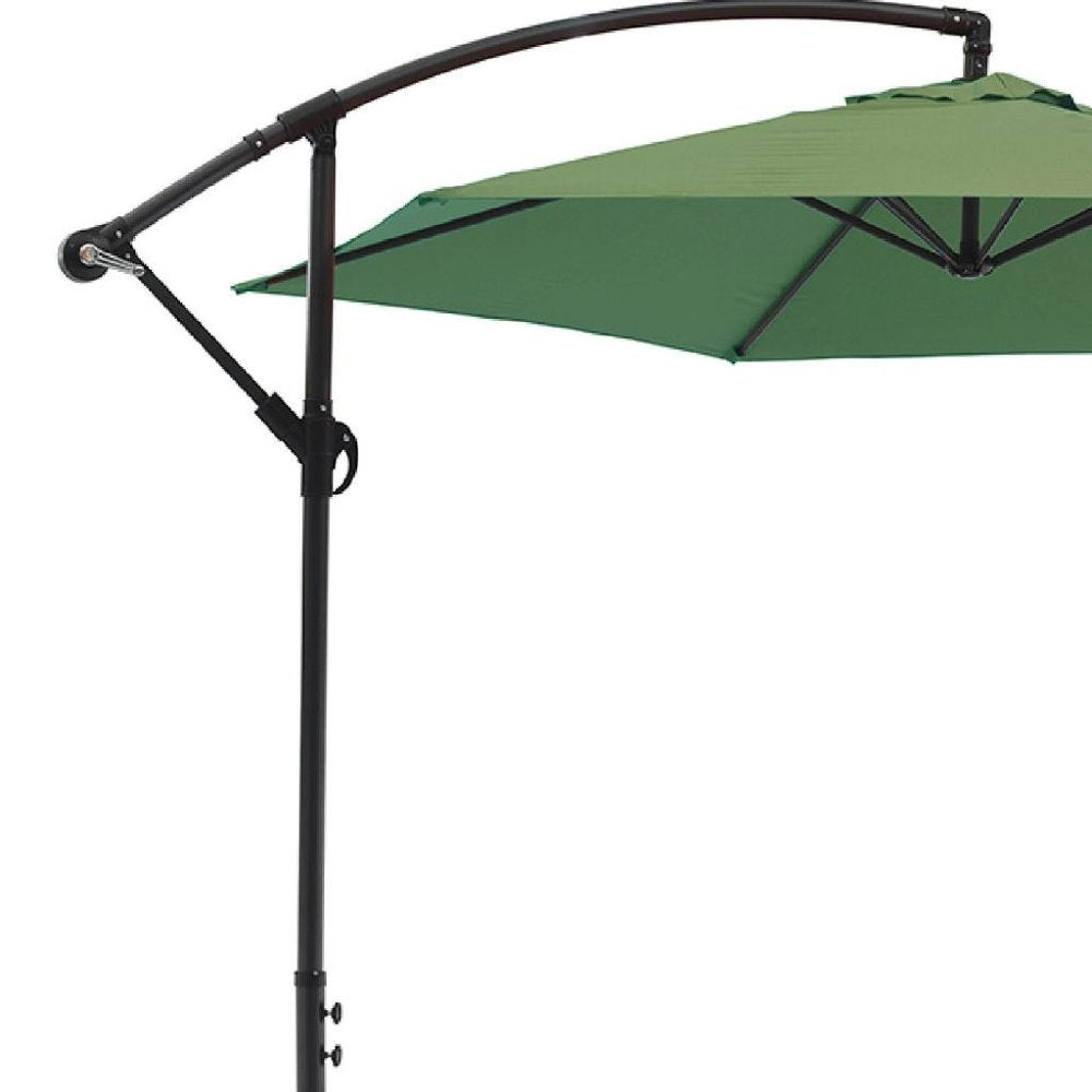 97" Green Polyester Hexagonal Cantilever Patio Umbrella with Stand