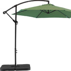 9.5' Green Polyester Hexagonal Cantilever Patio Umbrella with Stand