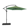 9.5' Green Polyester Hexagonal Cantilever Patio Umbrella with Stand