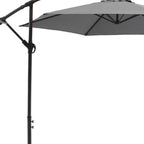 9.5' Gray Polyester Hexagonal Cantilever Patio Umbrella with Stand