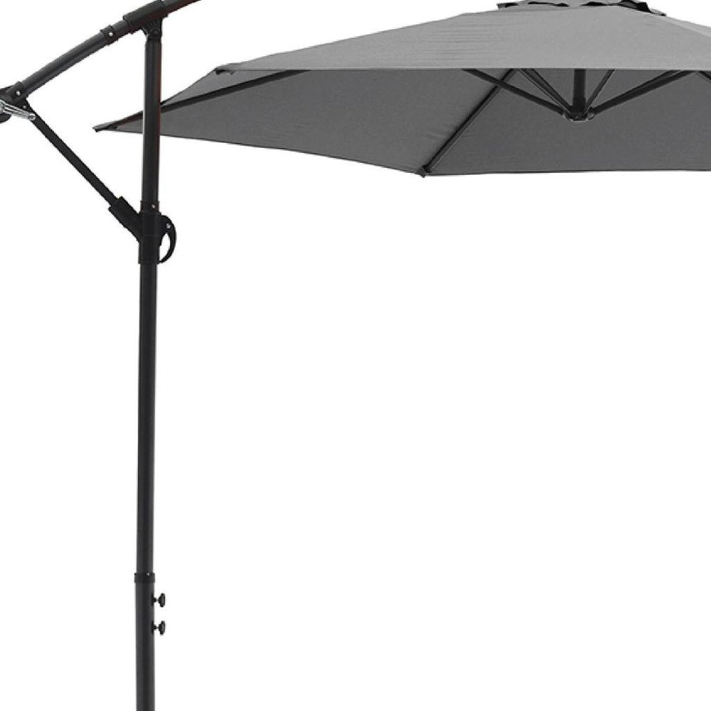 97" Gray Polyester Hexagonal Cantilever Patio Umbrella with Stand