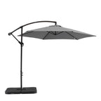 9.5' Gray Polyester Hexagonal Cantilever Patio Umbrella with Stand