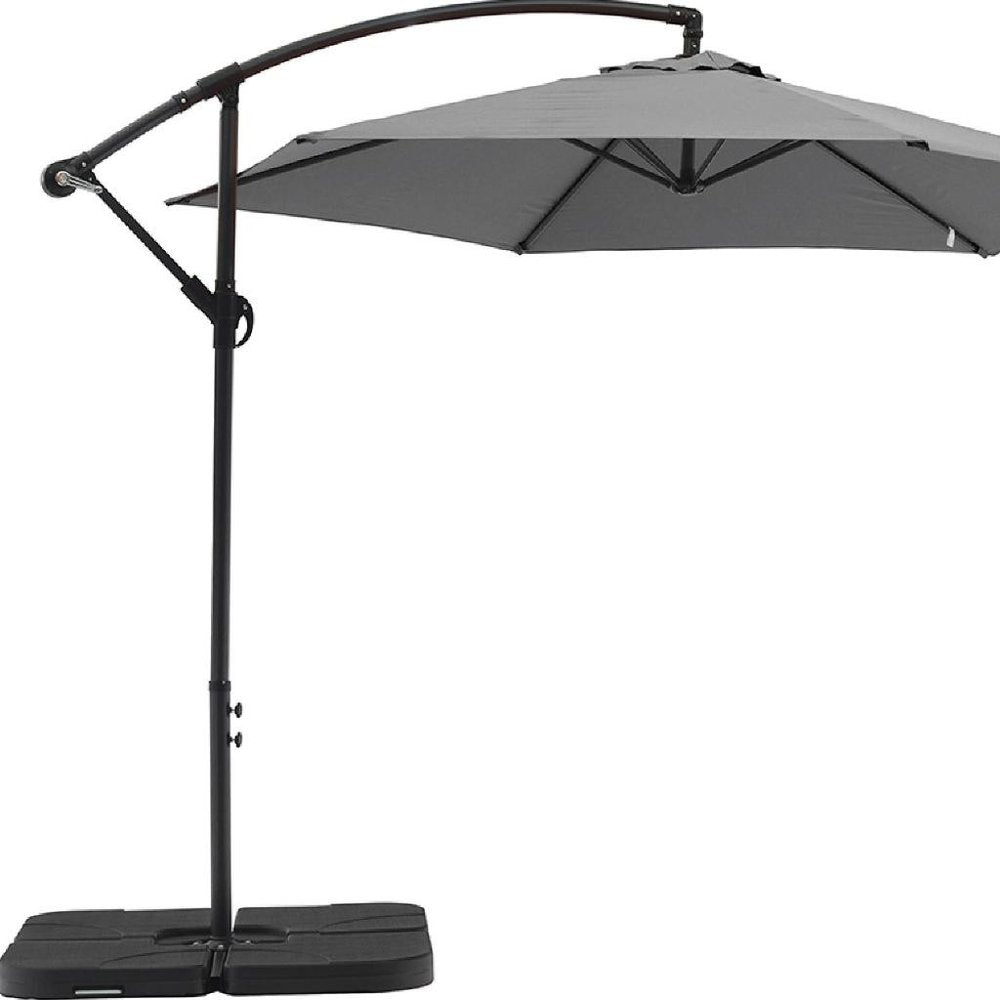 97" Gray Polyester Hexagonal Cantilever Patio Umbrella with Stand