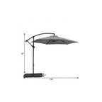 9.5' Gray Polyester Hexagonal Cantilever Patio Umbrella with Stand