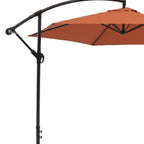 9.5' Orange Polyester Hexagonal Cantilever Patio Umbrella with Stand