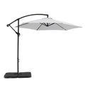9.5' White Polyester Hexagonal Cantilever Patio Umbrella with Stand