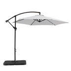 9.5' White Polyester Hexagonal Cantilever Patio Umbrella with Stand