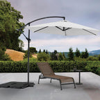 9.5' White Polyester Hexagonal Cantilever Patio Umbrella with Stand