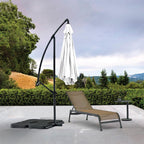 9.5' White Polyester Hexagonal Cantilever Patio Umbrella with Stand