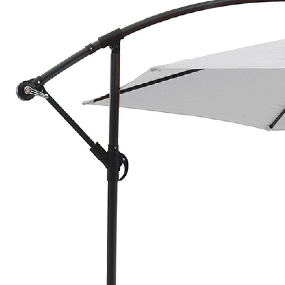 9.5' White Polyester Hexagonal Cantilever Patio Umbrella with Stand