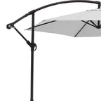 9.5' White Polyester Hexagonal Cantilever Patio Umbrella with Stand