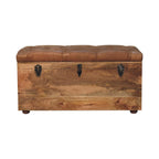 18" Brown Solid Wood Storage Bench