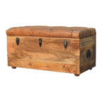 18" Brown Solid Wood Storage Bench