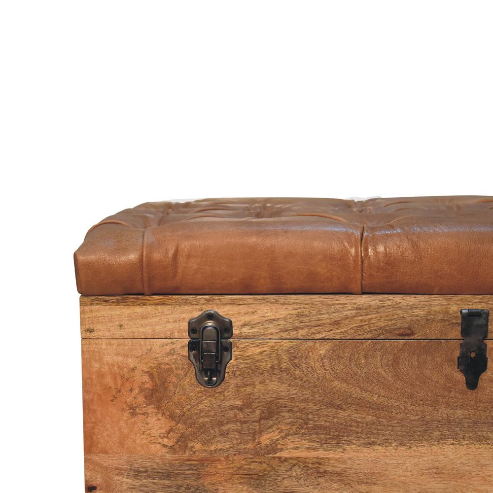 18" Brown Solid Wood Storage Bench