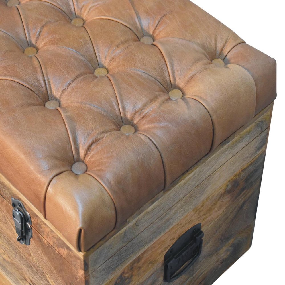 18" Brown Solid Wood Storage Bench