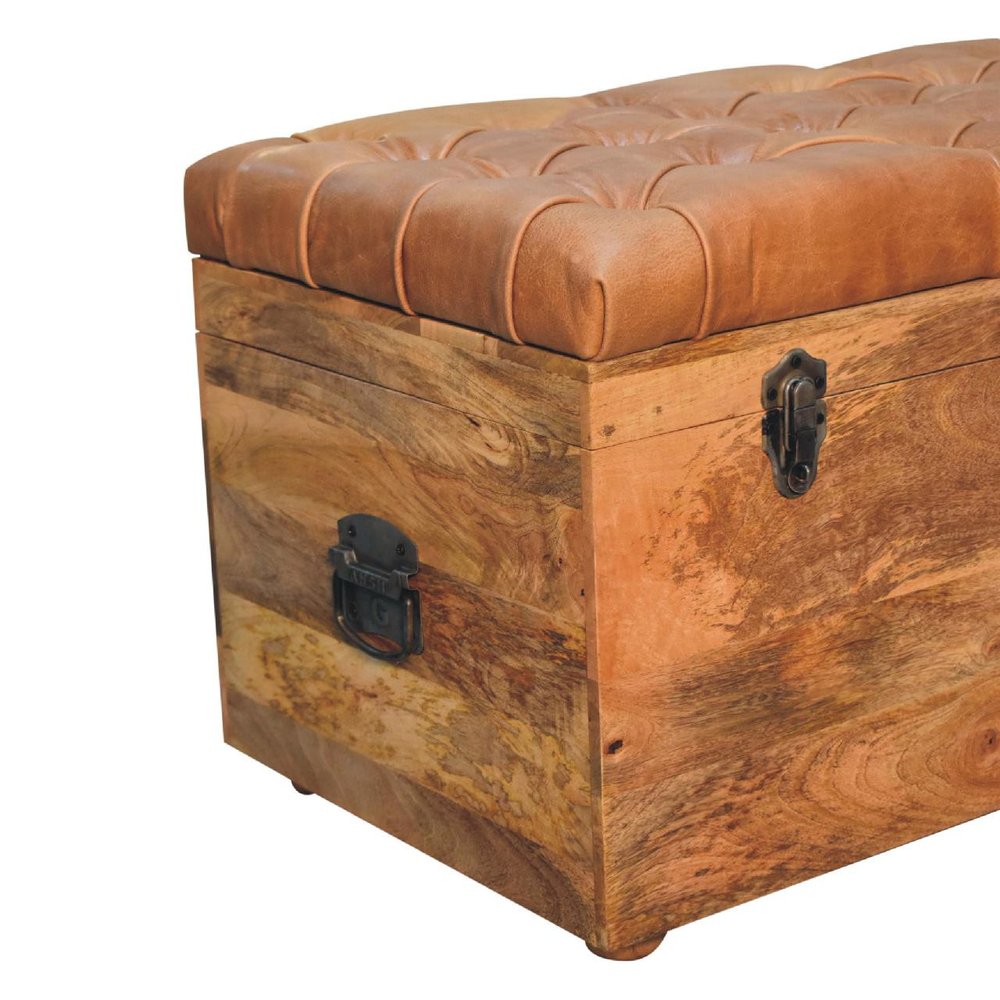 18" Brown Solid Wood Storage Bench