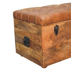 18" Brown Solid Wood Storage Bench