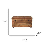 18" Brown Solid Wood Storage Bench