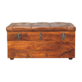 18" Brown Solid Wood Storage Bench