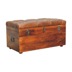 18" Brown Solid Wood Storage Bench