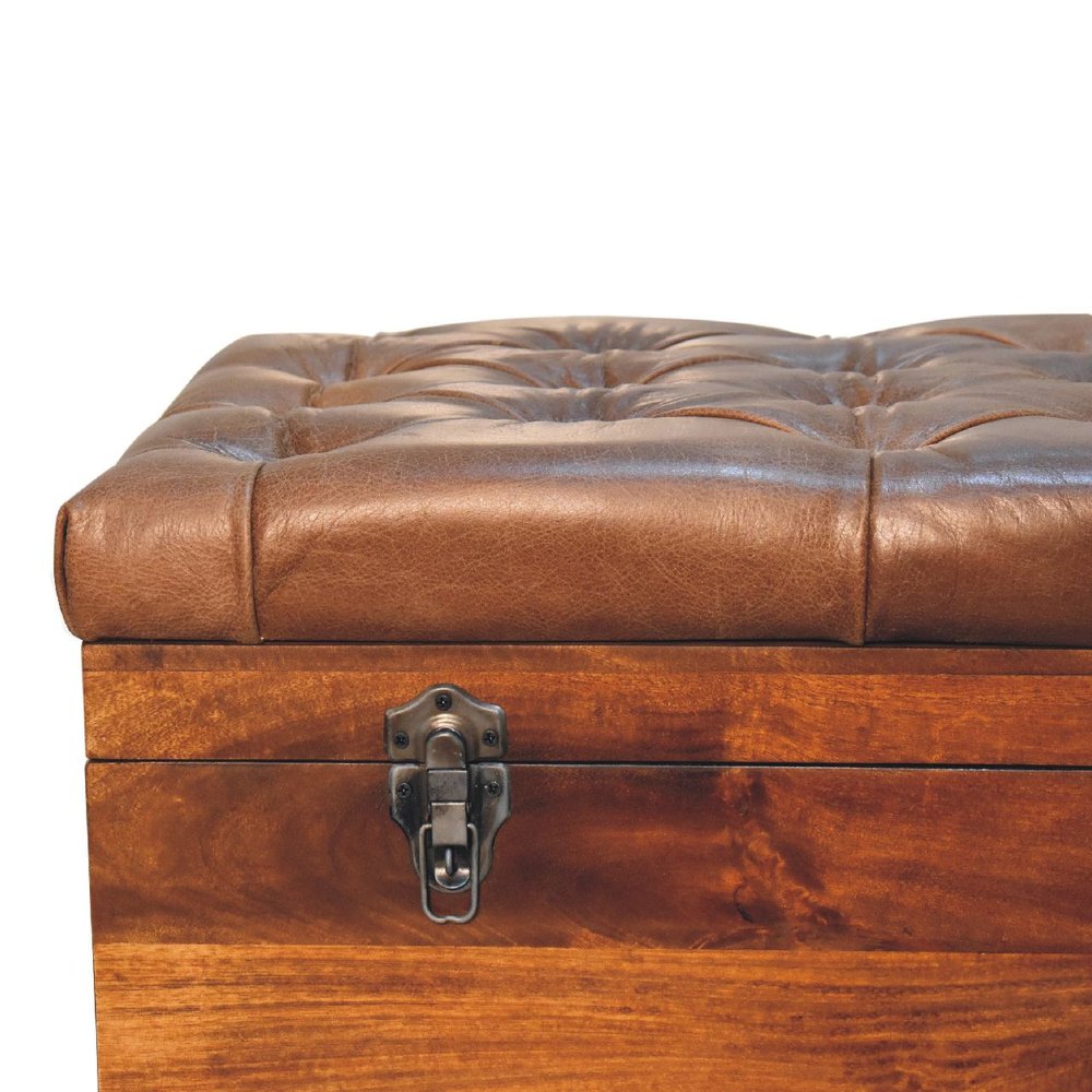 18" Brown Solid Wood Storage Bench