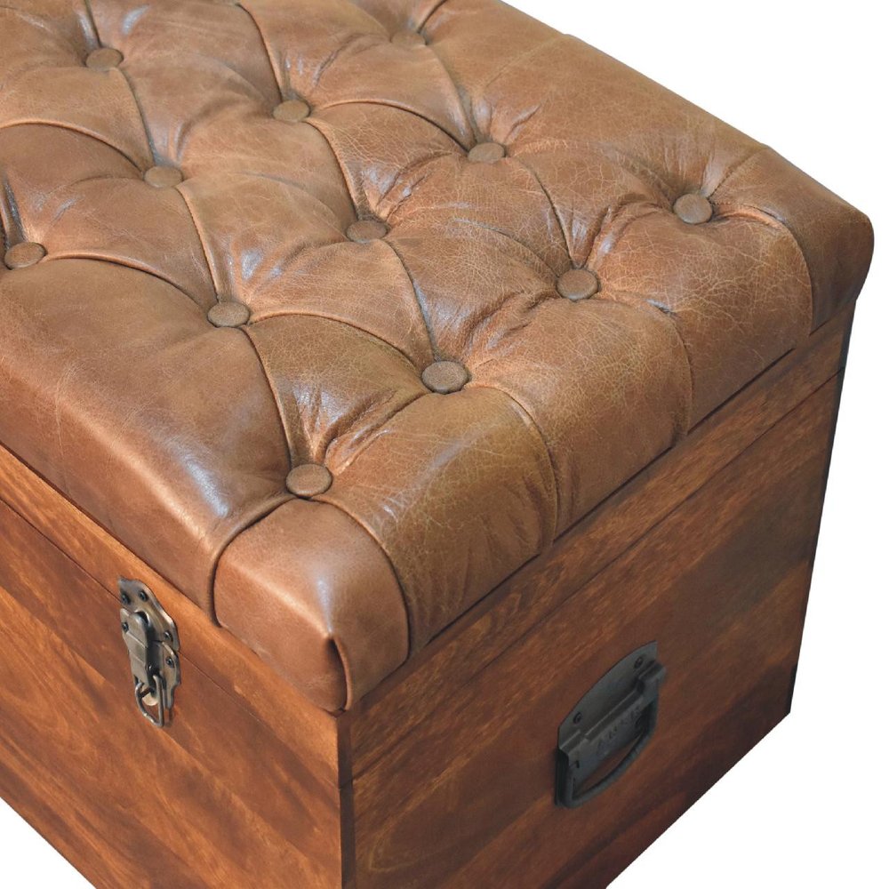 18" Brown Solid Wood Storage Bench