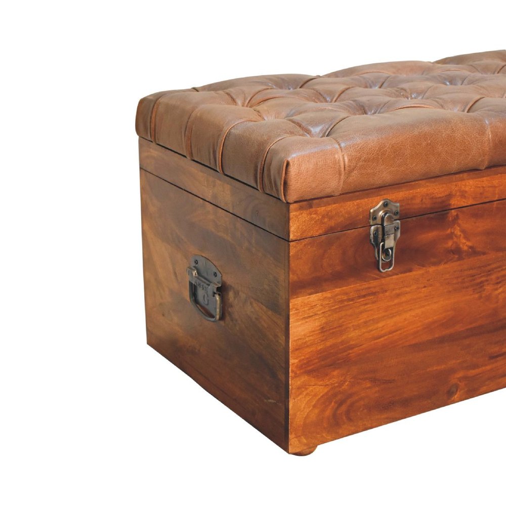 18" Brown Solid Wood Storage Bench